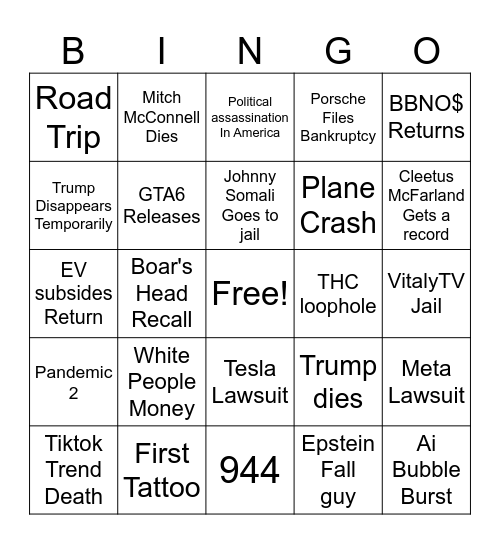 2026 Bingo Card