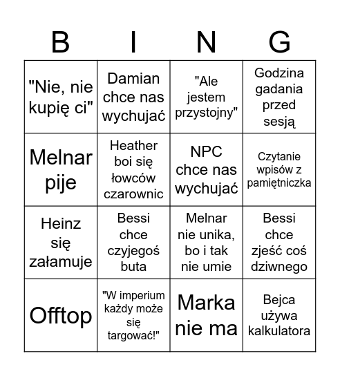 Warhammer Bingo Card