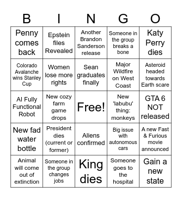 LKay's 2026 Predictions Bingo Card