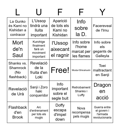 One Piece bingo Card