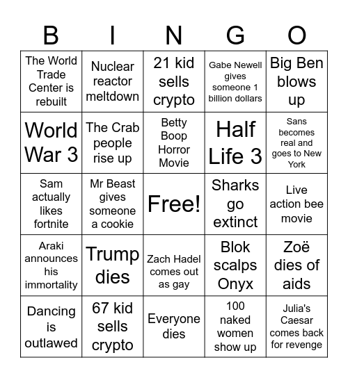 2026 Bingo Card