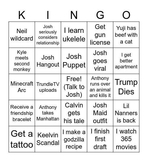 2026 Bingo Card