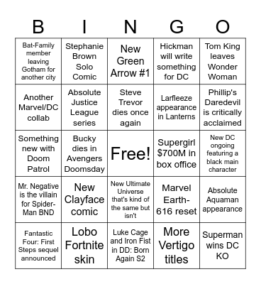 2026 DC/MARVEL BINGO Card