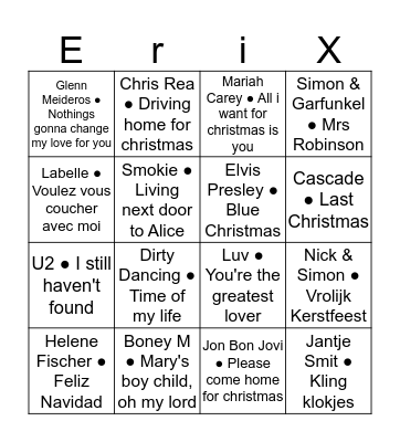 Kerst Bingo Card