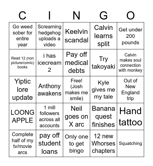 2026 Bingo Card
