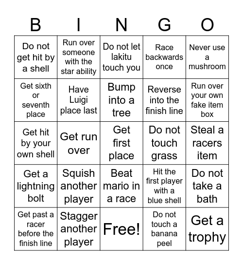 Super Mario Kart 64 Bingo Bananza Bingo Card