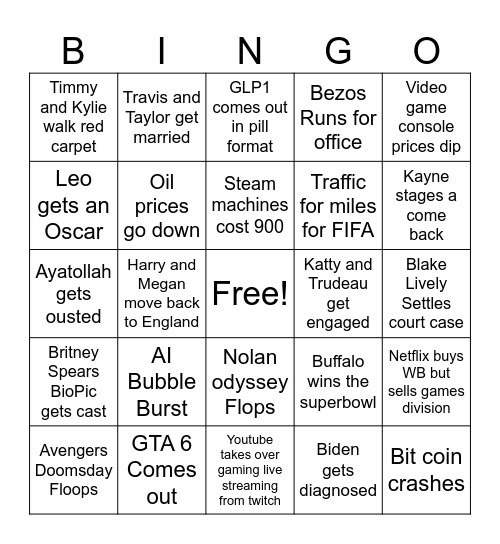 A&G Bingo 2026 Bingo Card
