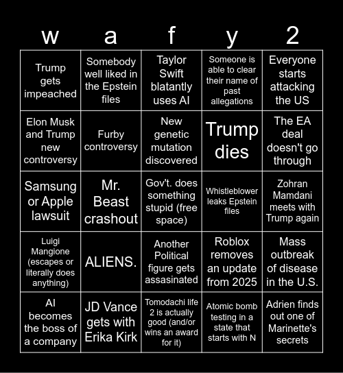 2026 BINGO Card