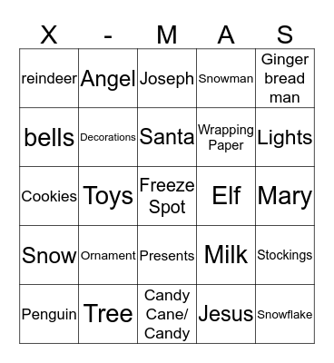 Christmas Bingo  Bingo Card