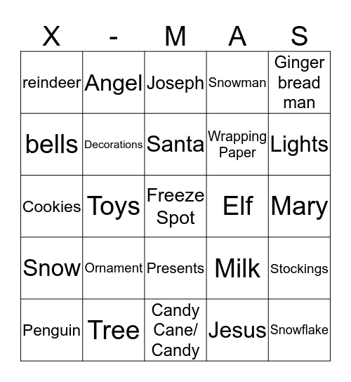 Christmas Bingo  Bingo Card