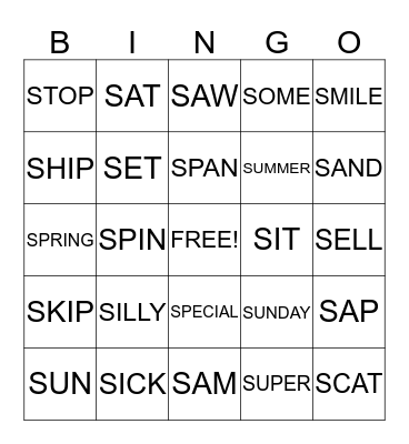 FUN WITH S SOUNDS Bingo Card