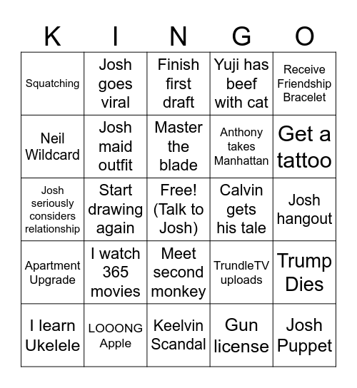 2026 Bingo Card