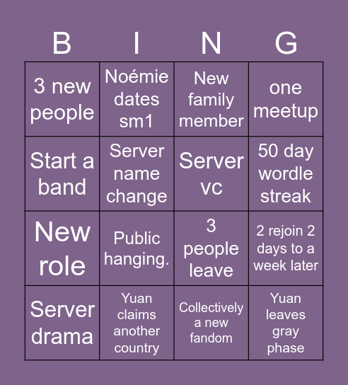 tbpid server bingo😜😜 Bingo Card