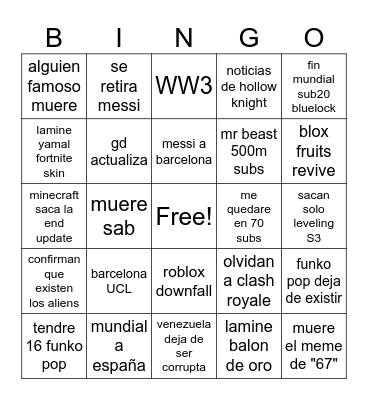 2026 bingo card Bingo Card