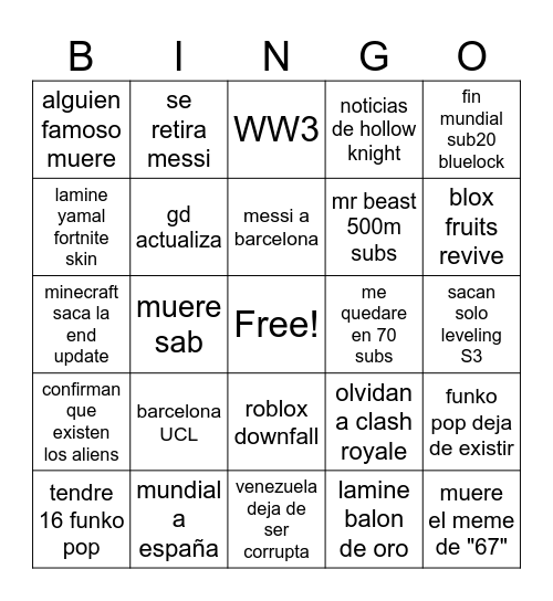 2026 bingo card Bingo Card