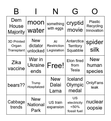 2026 Bingo Card