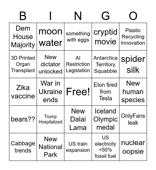 2026 Bingo Card