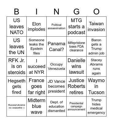 2026 Bingo Card
