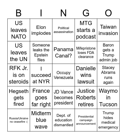 2026 Bingo Card