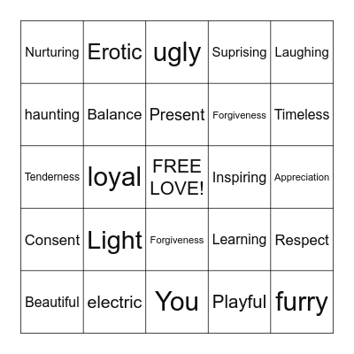LOVE IS...BINGO Card