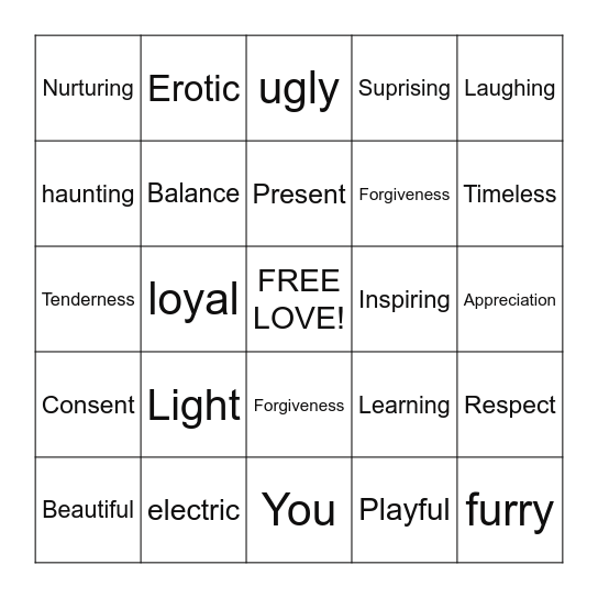 LOVE IS...BINGO Card