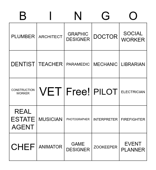WHAT IS MY CAREER? Bingo Card