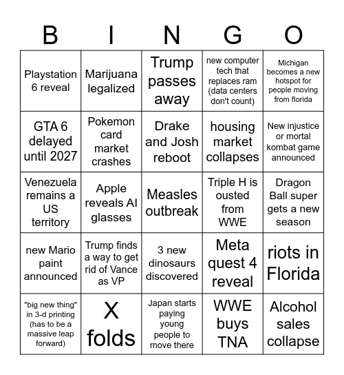 2026 Bingo Card