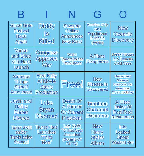 2026 Bingo! Bingo Card