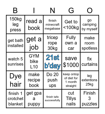 2026 resolution bingo Card
