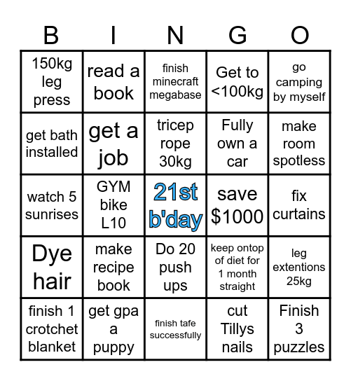 2026 resolution bingo Card
