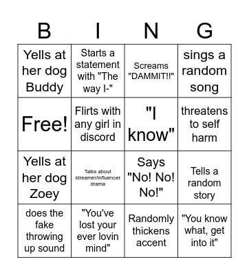 Alis-isms Bingo Card