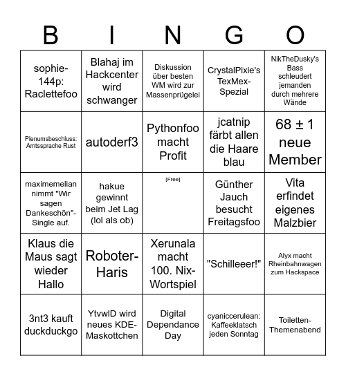 Chaosdorf Bingo 2026 Bingo Card