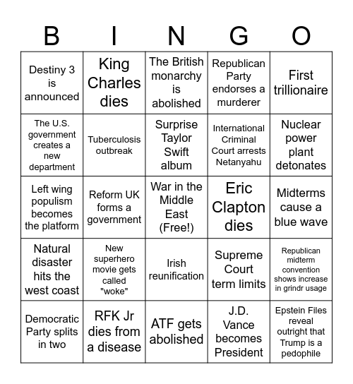 2026 Bingo Card
