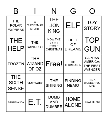 PICK THE RIGHT MOVIE Bingo Card