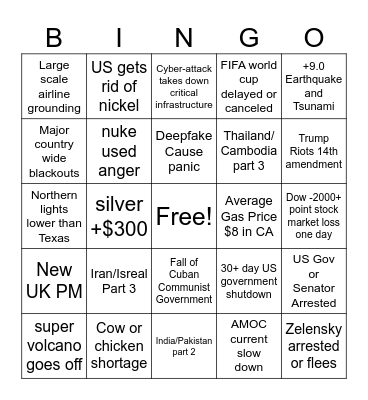2026 WTF will Happen Bingo Card