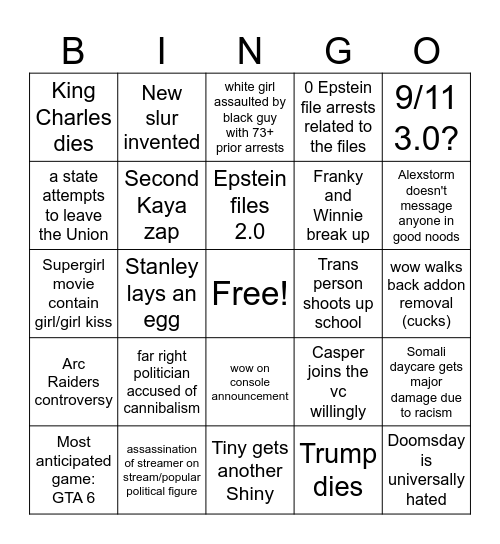 2026 BINGO CHARLE KIRK AGARTHA Bingo Card