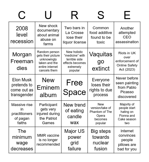 2026 Bingo Card