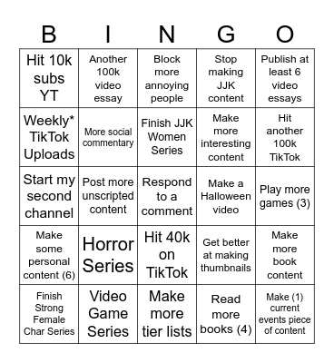 esper's 2026 content creation bingo Card