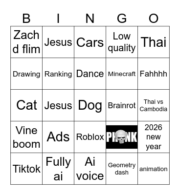 YT shorts Bingo Card