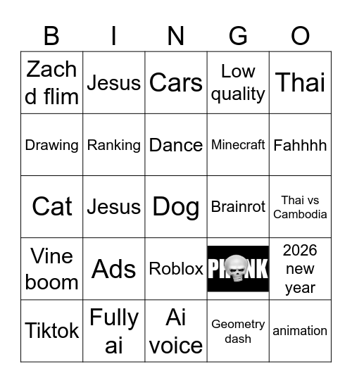 YT shorts Bingo Card