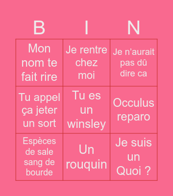 Harry Potter Bingo Card