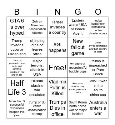 2026 Bingo Card