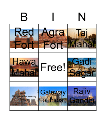 Landmarks Bingo Card
