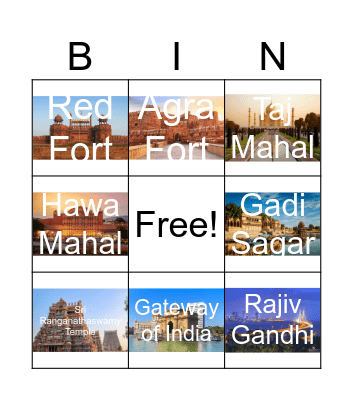 Landmarks Bingo Card