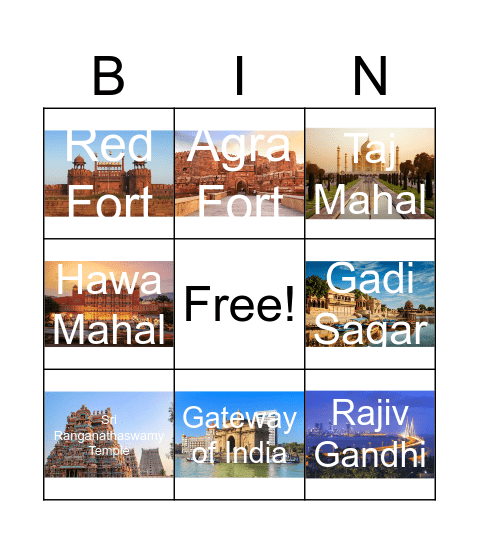 Landmarks Bingo Card