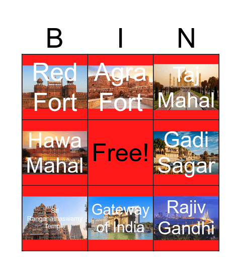 Landmarks Bingo Card