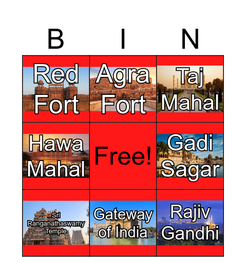 Landmarks Bingo Card