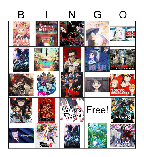 Anime Watch Card Bingo Card