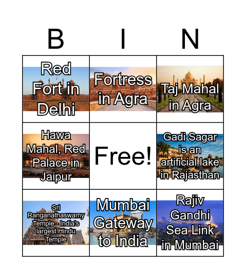 Landmarks Bingo Card