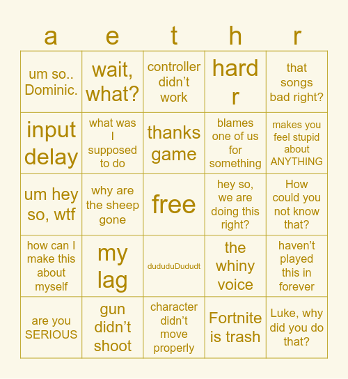 aether (ab my friend) Bingo Card